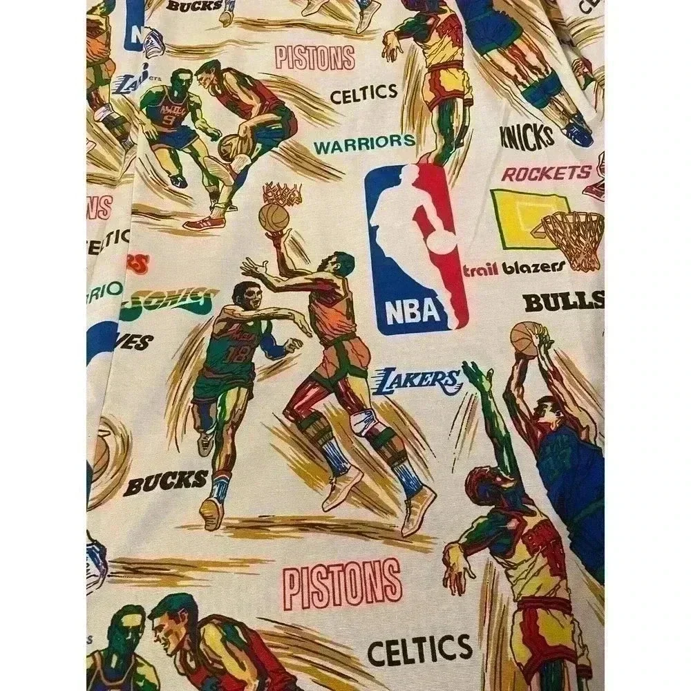 Vintage NBA Bed Sheet Basketball Team Bulls Bucks Hawks 70s Bed Sheet fabric